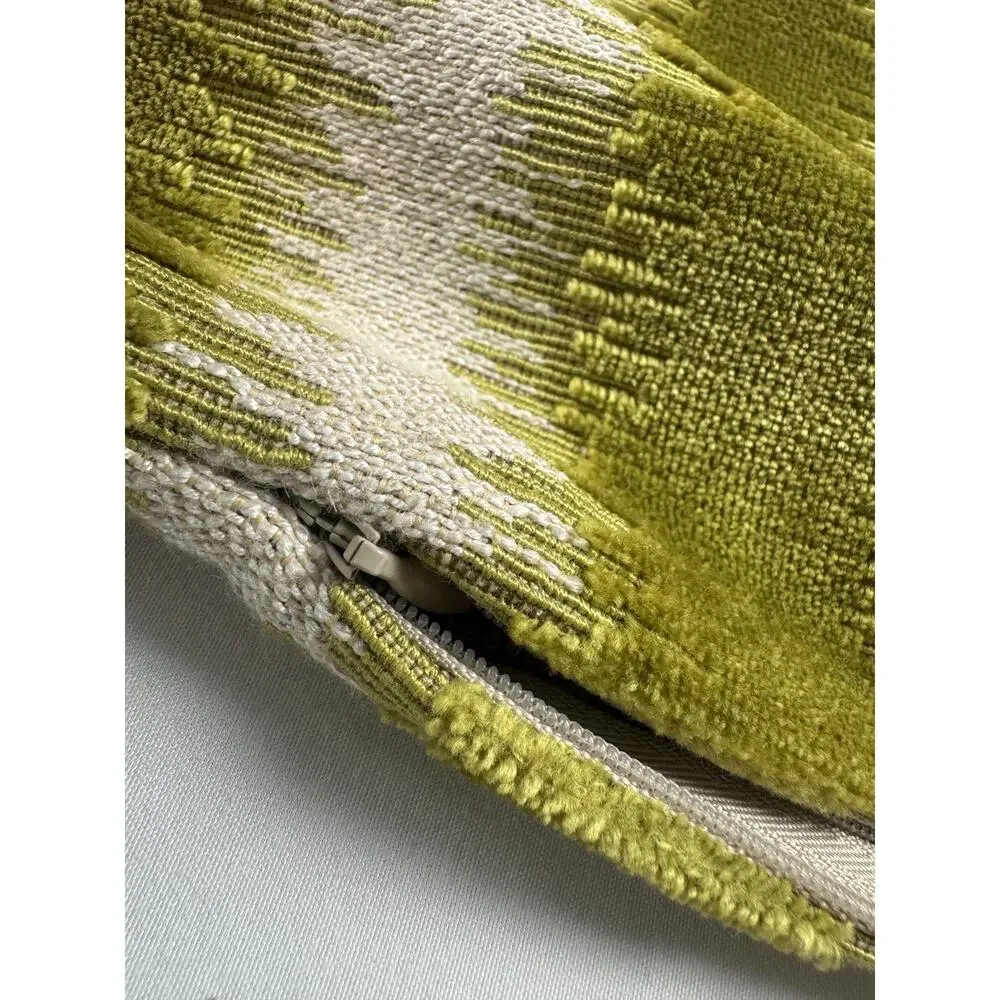 Chartreuse Velvet Throw Pillow Cover Set 2/Pair Green Cream Smithy Home Couture